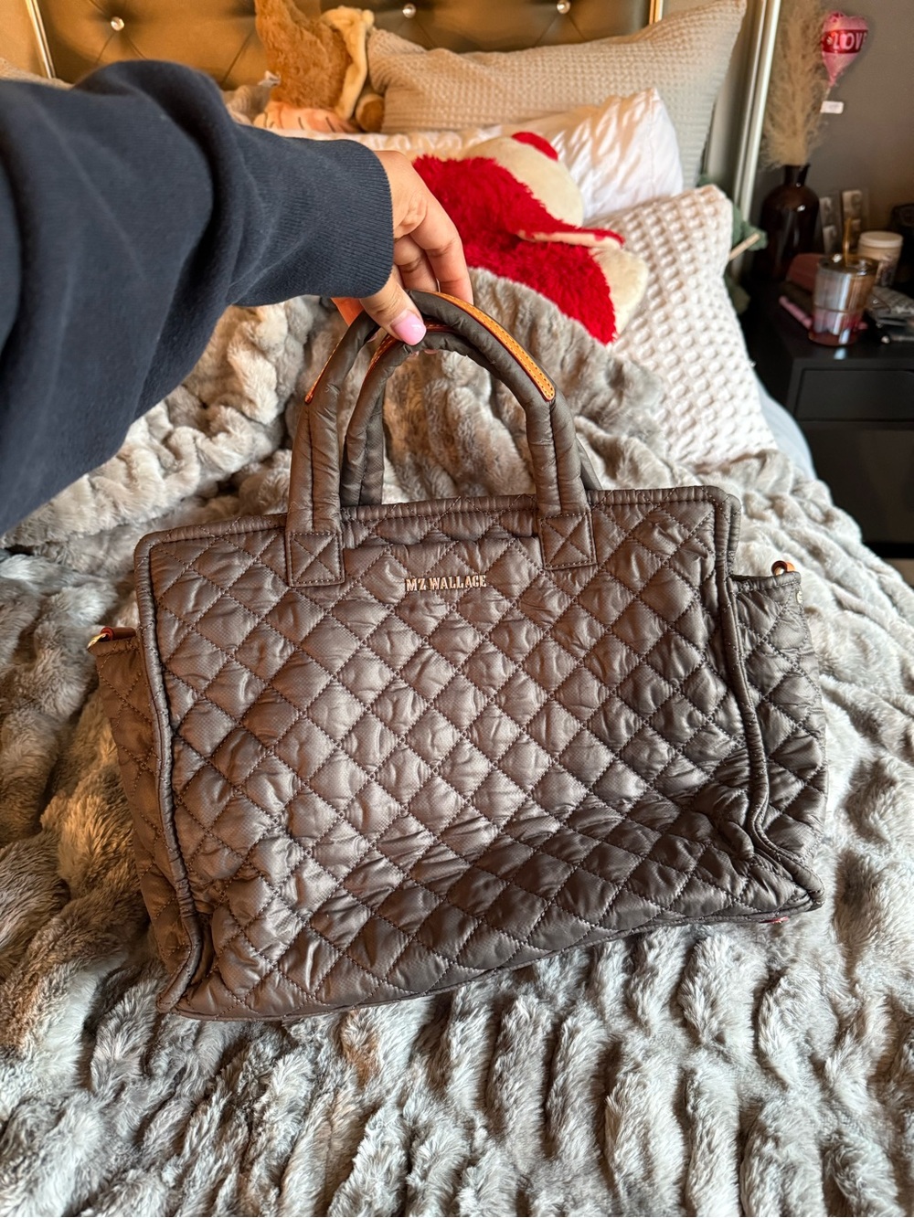 MZ Wallace Quilted Tote in Gray - Picture 2 of 8